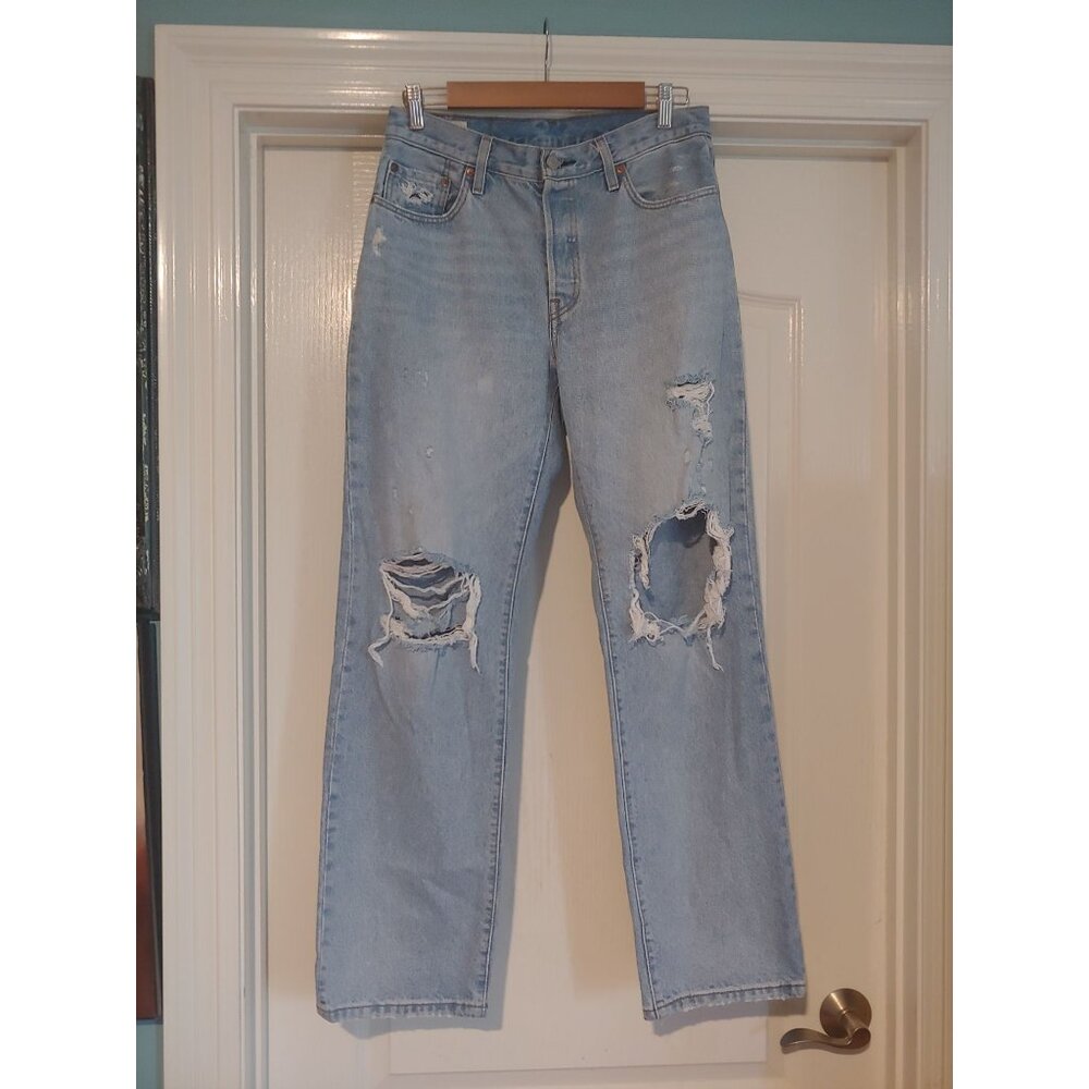 Levi's Big-E 501 Light Wash Button Fly Denim Jeans 28x32 (Waist 31") Distressed
